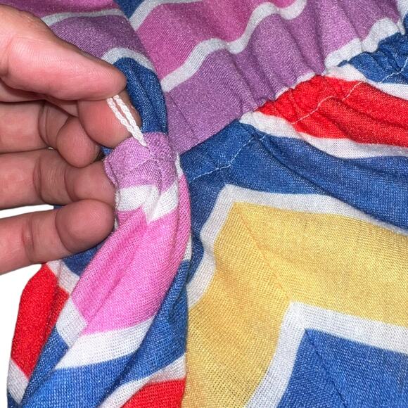 70s JR Dressworks Chevron Stripe Sundress Sweetheart Navy Multi Color Boho - Picture 8 of 11